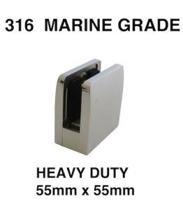 A1350- Heavy Duty Square 316 Stainless Steel Glass Clamp 